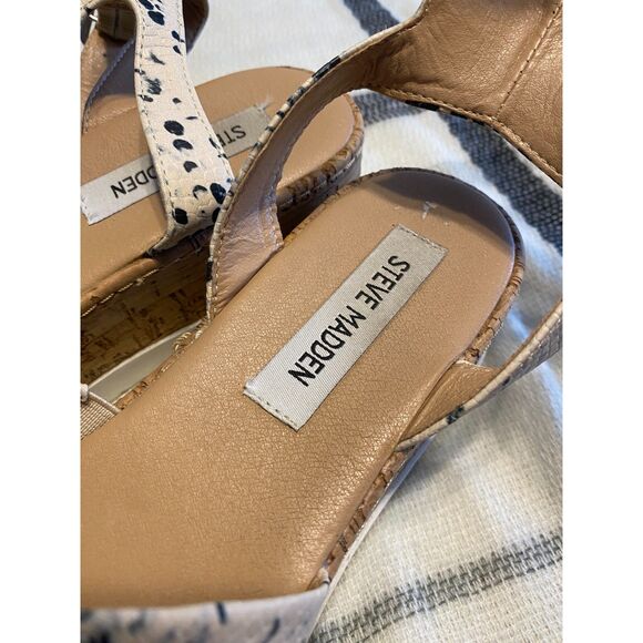 Steve Madden Women's Faithi Wedge Sandal Size 8M Snakeskin Print Silver Buckle - Picture 7 of 11